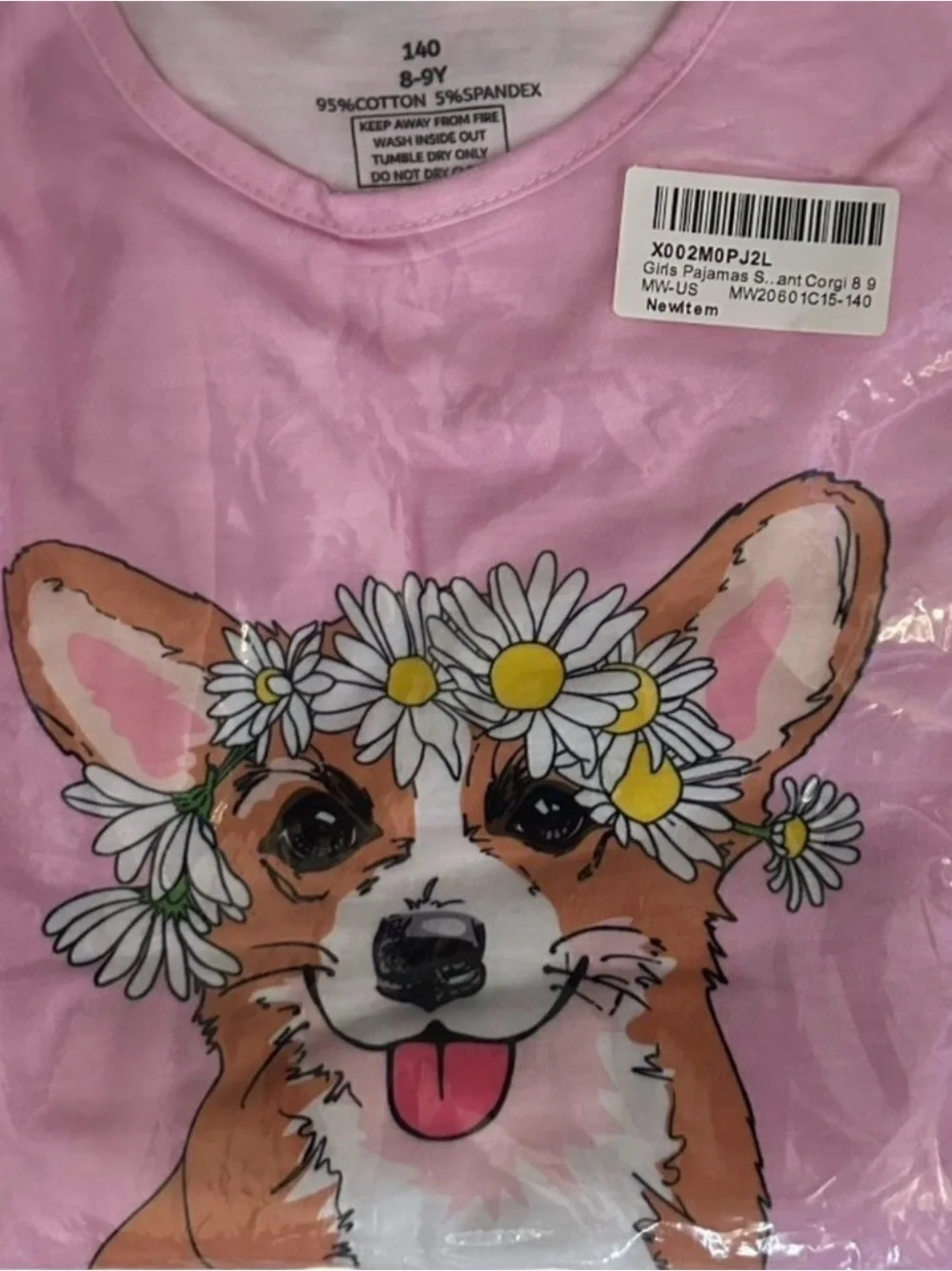 Girls 6Pc Corgi Cat Pajama Set Size 8/9 Sleepwear